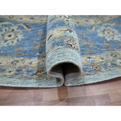 Oushak And Peshawar Wool Hand Knotted Rug Blue 9.11x10.0 -O076123