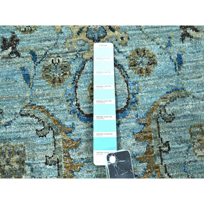Oushak And Peshawar Wool Hand Knotted Rug Blue 9.11x10.0 -O076123