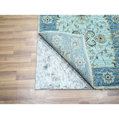 Oushak And Peshawar Wool Hand Knotted Rug Blue 2.9x29.10 -O076124