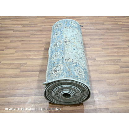Oushak And Peshawar Wool Hand Knotted Rug Blue 2.9x29.10 -O076124