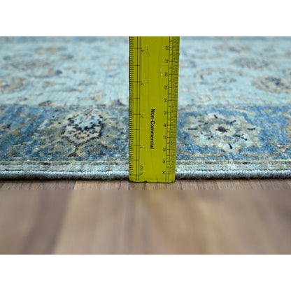 Oushak And Peshawar Wool Hand Knotted Rug Blue 2.9x29.10 -O076124