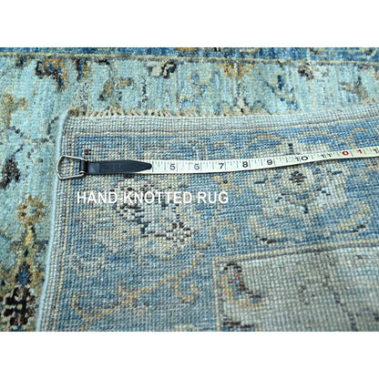 Oushak And Peshawar Wool Hand Knotted Rug Blue 2.9x29.10 -O076124