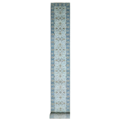 Oushak And Peshawar Wool Hand Knotted Rug Blue 2.7x25.9 -O076125