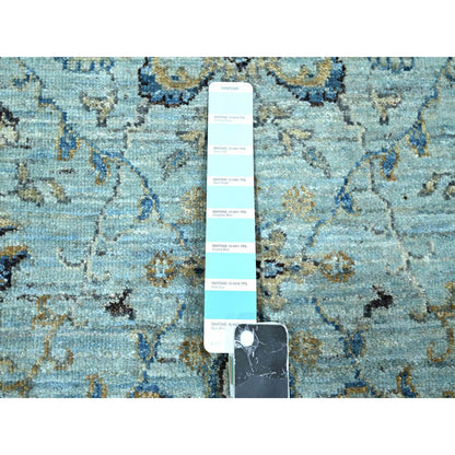 Oushak And Peshawar Wool Hand Knotted Rug Blue 2.7x25.9 -O076125