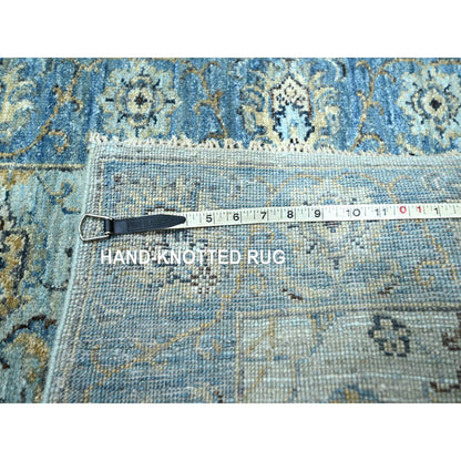 Oushak And Peshawar Wool Hand Knotted Rug Blue 2.7x25.9 -O076125