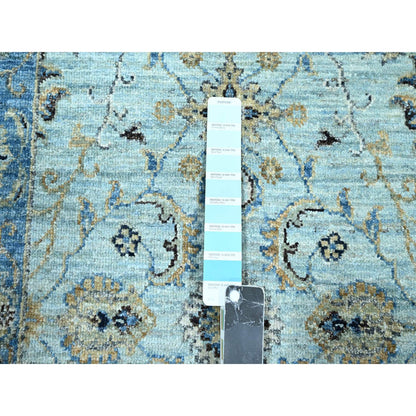 Oushak And Peshawar Wool Hand Knotted Rug Blue 2.8x24.1 -O076126