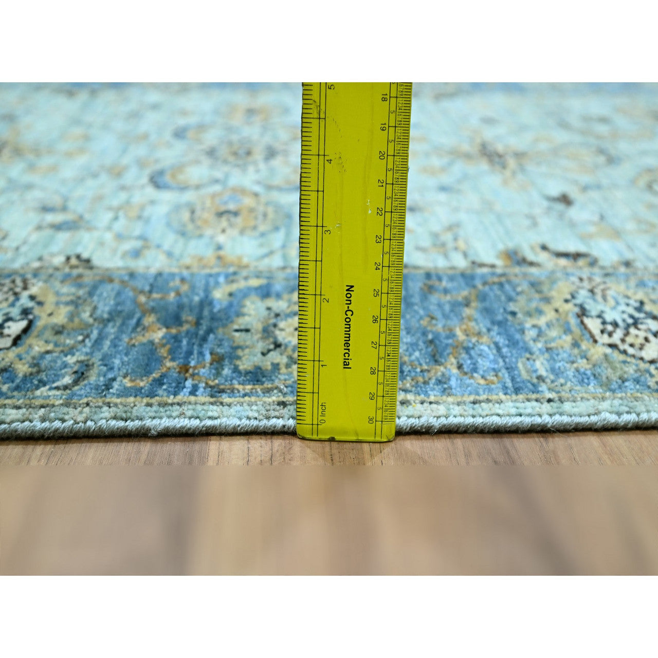 Blue 2'8" x 24'1" Oushak And Peshawar Hand knotted Wool Rug - Sku: O076126