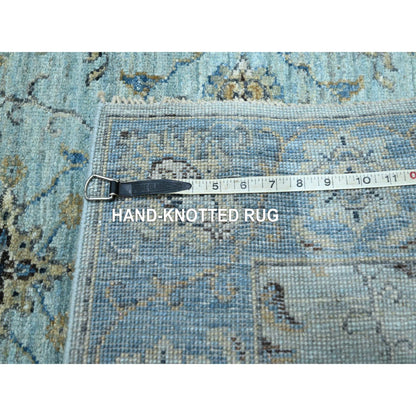 Oushak And Peshawar Wool Hand Knotted Rug Blue 2.8x24.1 -O076126