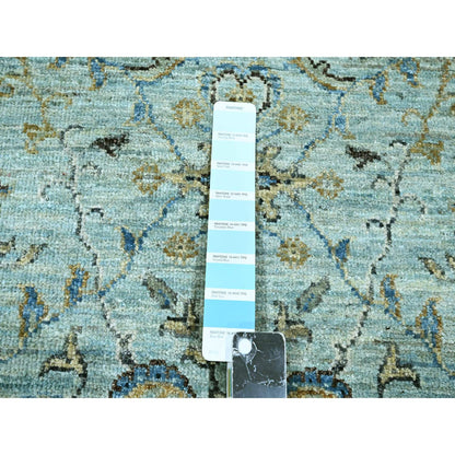 Oushak And Peshawar Wool Hand Knotted Rug Blue 2.9x27.0 -O076127