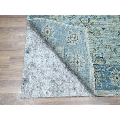 Oushak And Peshawar Wool Hand Knotted Rug Blue 2.8x16.1 -O076128