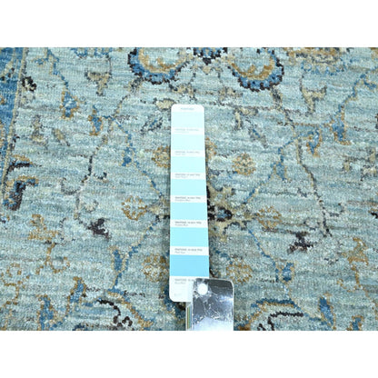 Oushak And Peshawar Wool Hand Knotted Rug Blue 2.8x16.1 -O076128