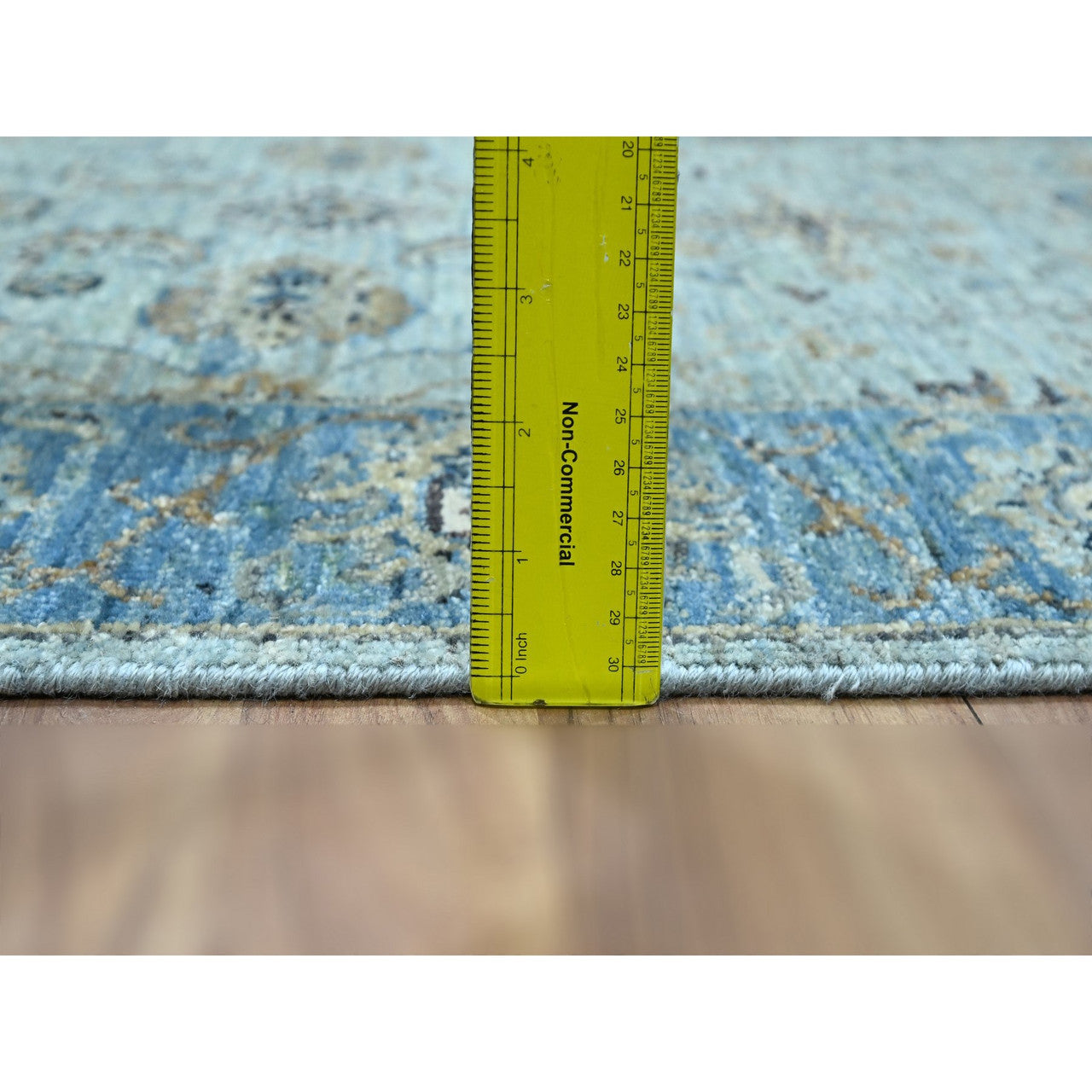 Blue 2'8" x 16'1" Oushak And Peshawar Hand knotted Wool Rug - Sku: O076128
