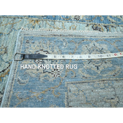 Oushak And Peshawar Wool Hand Knotted Rug Blue 2.8x16.1 -O076128