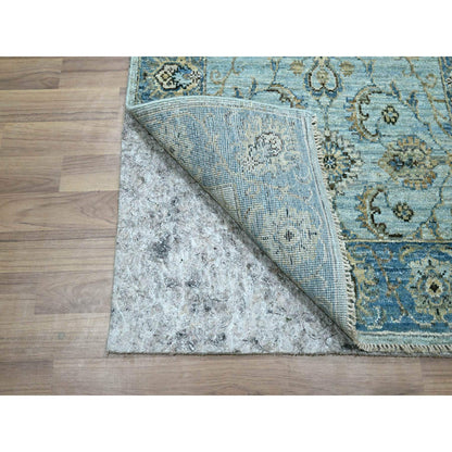 Oushak And Peshawar Wool Hand Knotted Rug Blue 2.6x14.0 -O076129