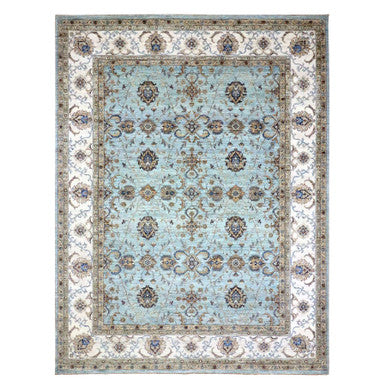 Oushak And Peshawar Wool Hand Knotted Rug Blue 9.1x11.11 -O076132