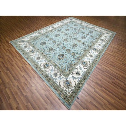 Oushak And Peshawar Wool Hand Knotted Rug Blue 9.1x11.11 -O076132