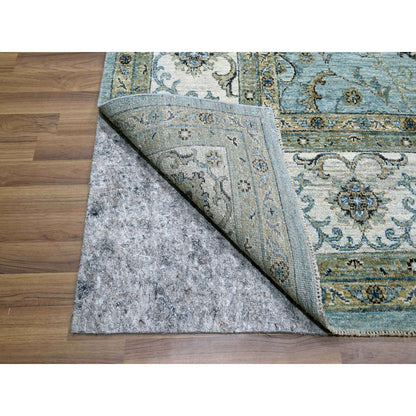 Oushak And Peshawar Wool Hand Knotted Rug Blue 9.1x11.11 -O076132