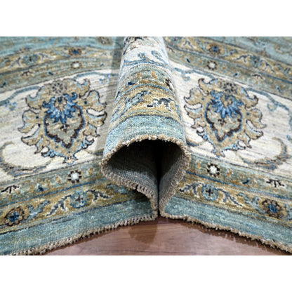 Oushak And Peshawar Wool Hand Knotted Rug Blue 9.1x11.11 -O076132