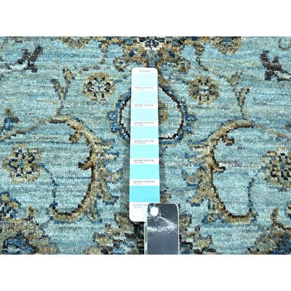 Oushak And Peshawar Wool Hand Knotted Rug Blue 9.1x11.11 -O076132
