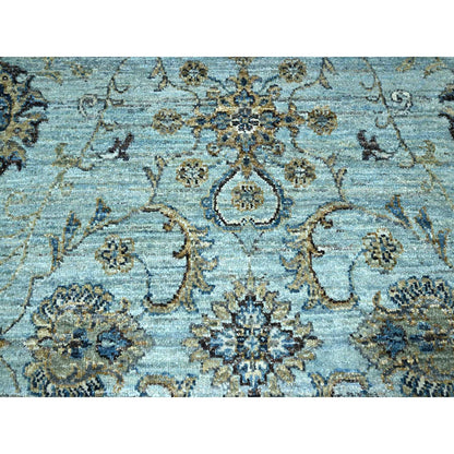 Oushak And Peshawar Wool Hand Knotted Rug Blue 9.1x11.11 -O076132