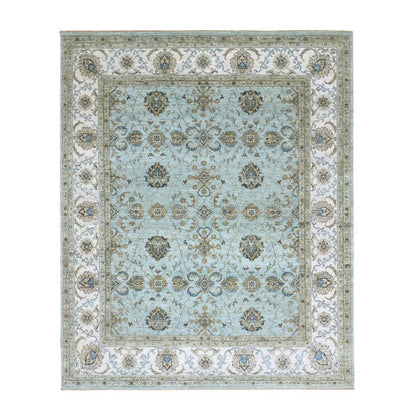 Oushak And Peshawar Wool Hand Knotted Rug Blue 8.1x9.10 -O076133