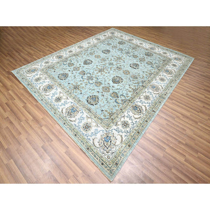 Oushak And Peshawar Wool Hand Knotted Rug Blue 8.1x9.10 -O076133