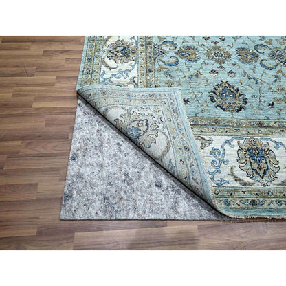 Oushak And Peshawar Wool Hand Knotted Rug Blue 8.1x9.10 -O076133