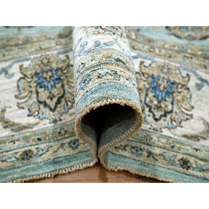 Oushak And Peshawar Wool Hand Knotted Rug Blue 8.1x9.10 -O076133