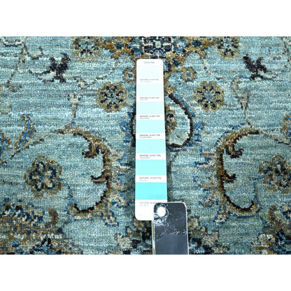 Oushak And Peshawar Wool Hand Knotted Rug Blue 8.1x9.10 -O076133
