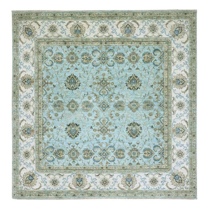 Oushak And Peshawar Wool Hand Knotted Rug Blue 8.0x8.1 -O076134