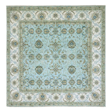 Oushak And Peshawar Wool Hand Knotted Rug Blue 8.0x8.1 -O076134