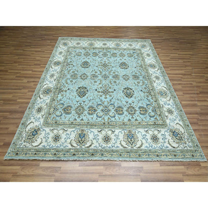 Oushak And Peshawar Wool Hand Knotted Rug Blue 8.0x8.1 -O076134