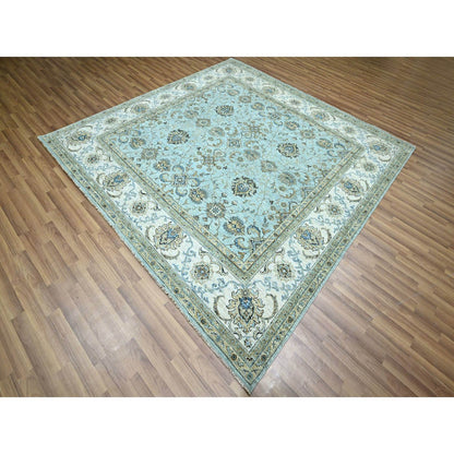 Oushak And Peshawar Wool Hand Knotted Rug Blue 8.0x8.1 -O076134