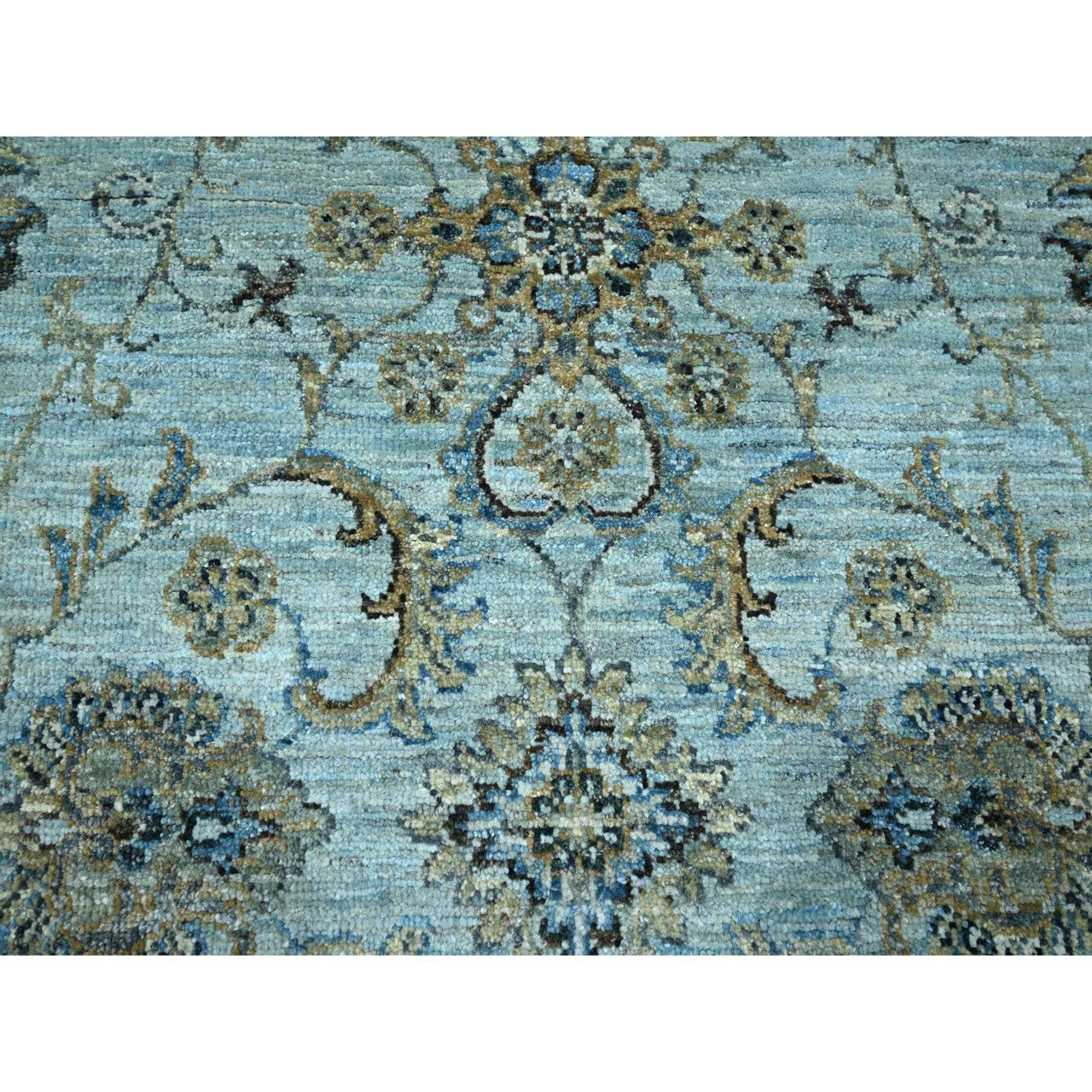 Blue 8'0" x 8'1" Oushak And Peshawar Hand knotted Wool Rug - Sku: O076134