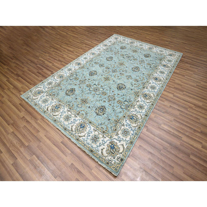 Oushak And Peshawar Wool Hand Knotted Rug Blue 5.11x9.1 -O076137