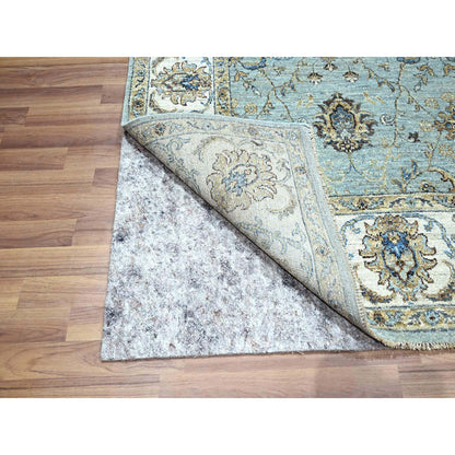 Oushak And Peshawar Wool Hand Knotted Rug Blue 5.11x9.1 -O076137