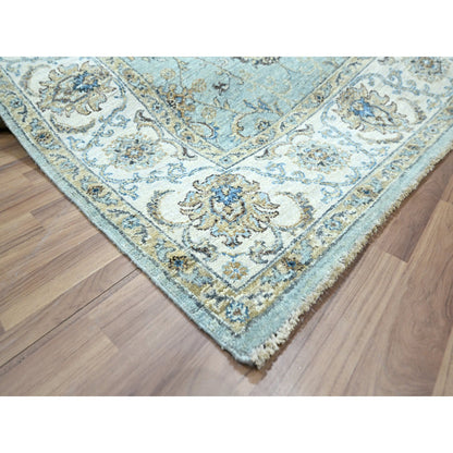 Oushak And Peshawar Wool Hand Knotted Rug Blue 5.11x9.1 -O076137