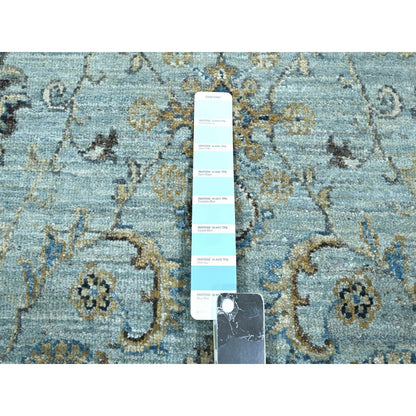 Oushak And Peshawar Wool Hand Knotted Rug Blue 5.11x9.1 -O076137