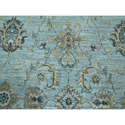 Oushak And Peshawar Wool Hand Knotted Rug Blue 5.11x9.1 -O076137