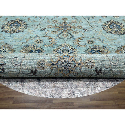 Oushak And Peshawar Wool Hand Knotted Rug Blue 7.0x7.0 -O076138