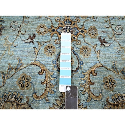 Oushak And Peshawar Wool Hand Knotted Rug Blue 7.0x7.0 -O076138