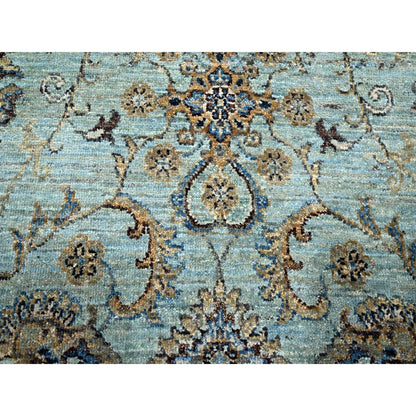 Oushak And Peshawar Wool Hand Knotted Rug Blue 7.0x7.0 -O076138