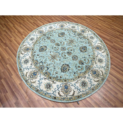 Oushak And Peshawar Wool Hand Knotted Rug Blue 6.1x6.1 -O076139