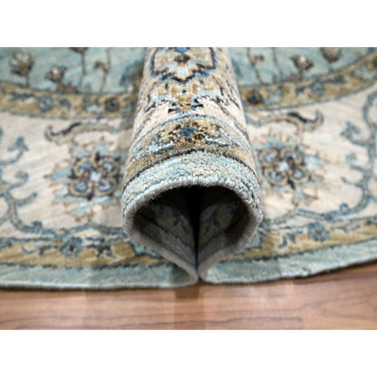 Oushak And Peshawar Wool Hand Knotted Rug Blue 6.1x6.1 -O076139