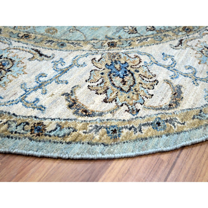 Oushak And Peshawar Wool Hand Knotted Rug Blue 6.1x6.1 -O076139