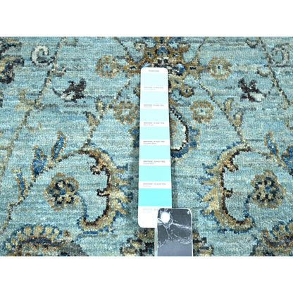 Oushak And Peshawar Wool Hand Knotted Rug Blue 6.1x6.1 -O076139