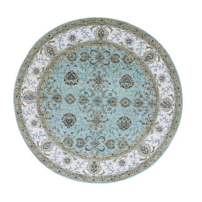 Oushak And Peshawar Wool Hand Knotted Rug Blue 7.11x8.0 -O076140