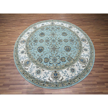 Oushak And Peshawar Wool Hand Knotted Rug Blue 7.11x8.0 -O076140