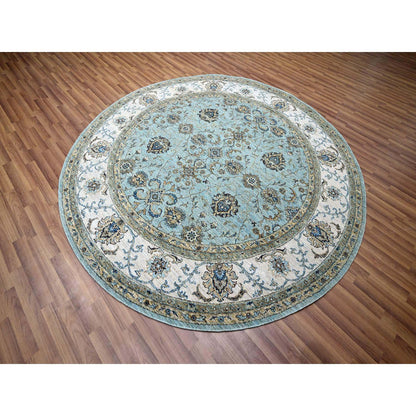 Oushak And Peshawar Wool Hand Knotted Rug Blue 7.11x8.0 -O076140