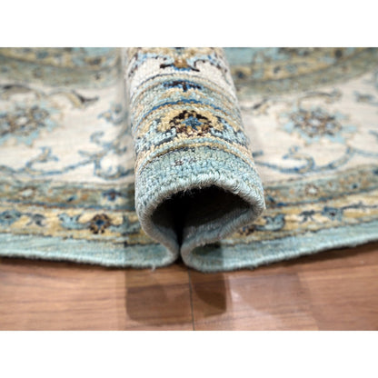 Oushak And Peshawar Wool Hand Knotted Rug Blue 7.11x8.0 -O076140